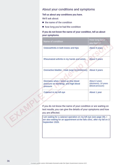 Page 36 of 88, conditions — filled in for Jean, a made-up person